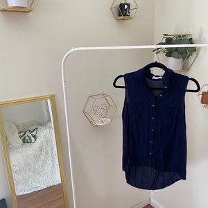 Navy Blue Button Down Tank